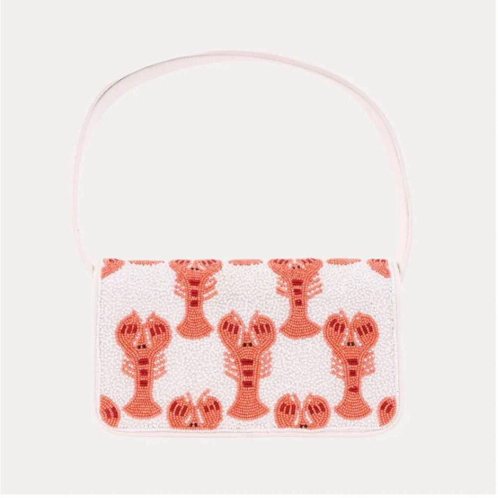 NEW BUDHAGIRL women's linda lobster beaded handbag in white